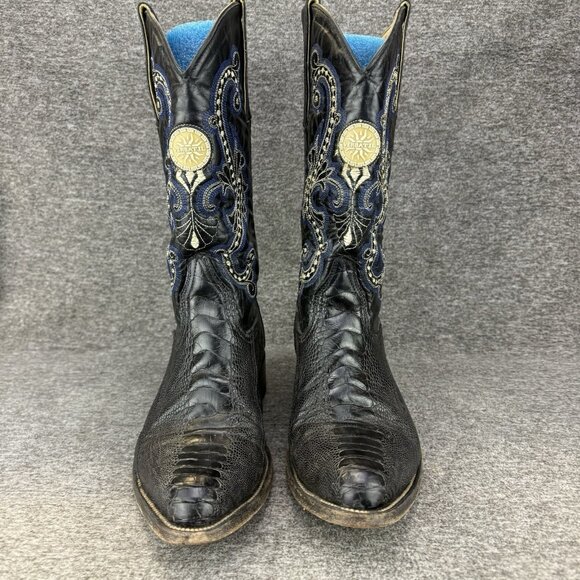 ✅Verthali Exotic Western Boots 🖤Black Ostrich Leather Cowboy Boots Mens Size 10 - Picture 9 of 13